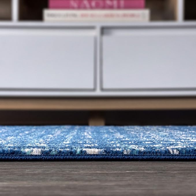 JONATHAN Y Boho Vintage Diamond Blue/White Indoor Area Rug 5X8 ft, Moroccan Hype for Living Room, Bedroom, Kitchen, Office, Easy-Cleaning, High Traffic, Pet-Friendly, Non-Shedding (MOH101A-5)