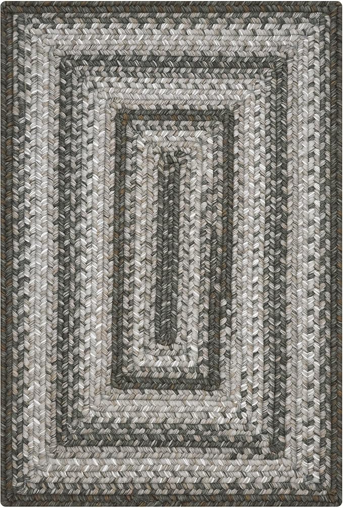 Graphite Grey Braided Rug 2' x 3' Rectangle - Indoor & Outdoor - Rustic Country Decor for Bathroom, Entryway, Everywhere