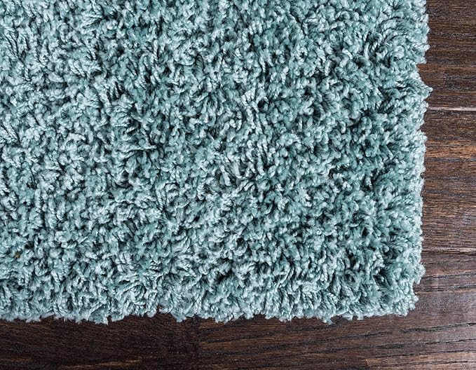 Unique Loom Solid Shag Collection Area Rug (2' 6" x 13' 1" Runner, Light Slate Blue)