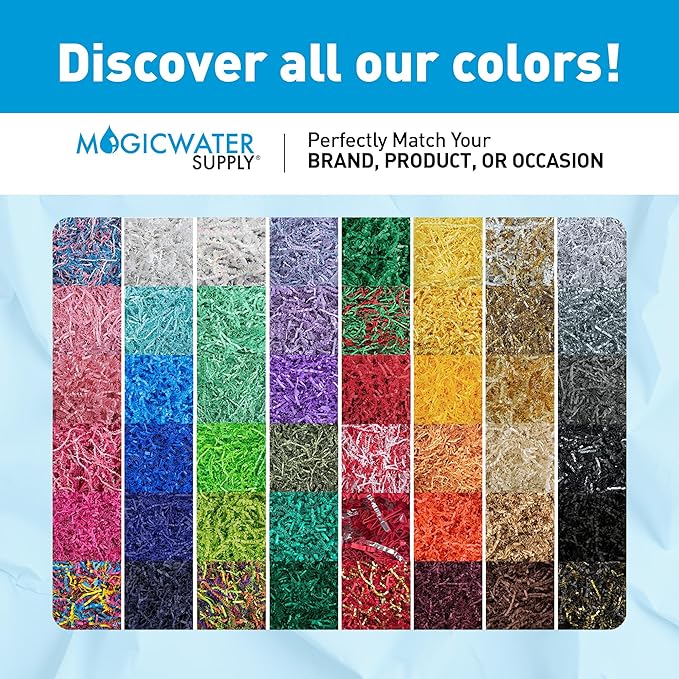 MagicWater Crinkle Cut Paper for Gift Baskets - 2LB - White & Gold - Perfect for Shredded Paper Filler, Basket Filler, Gift Boxes, Bridesmaid Gifts, Christmas Stuffers & More – Ideal for All Occasions