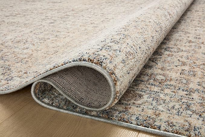 Loloi Angela Rose Blake Collection BLA-04 Beige/Denim 2'-7" x 10'-0", .25" Pile Height, Fringe, Runner Rug