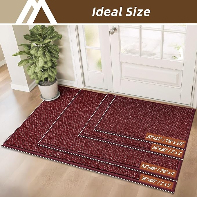 COSY HOMEER-Door-Mat 24"x36" Non Slip Absorbent Entryway Rugs Dirt Trapper Doormats Washable Entrance Mats Low Pile Welcome Floor Mat for Front Back Door and Entry Mats,Red