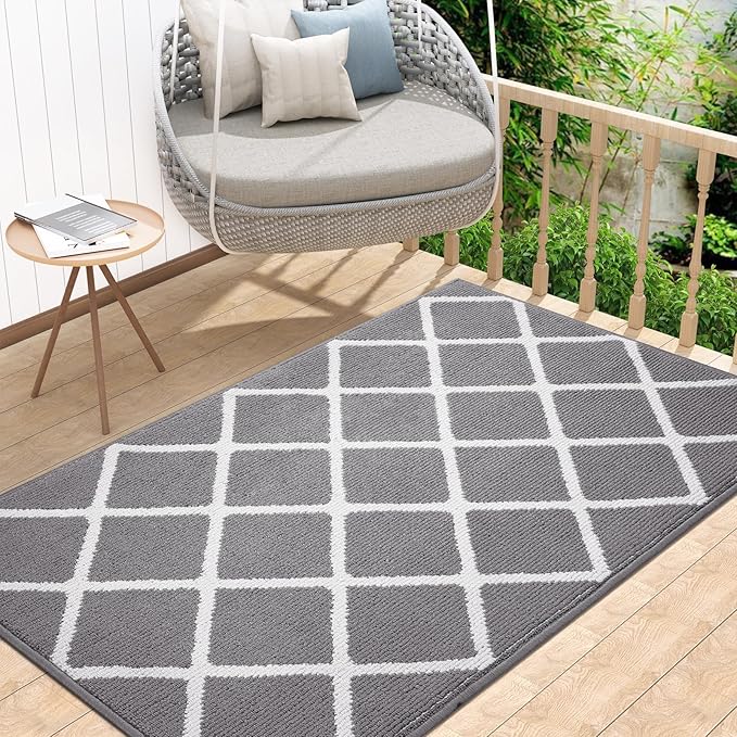 Finchitty Indoor Door Mat, Dirt Resistant and Absorbent, Low-Profile, Non-Slip, Washable Inside Floor Mats for Front Door, Back, and Entrance, 71" x 47", Grey