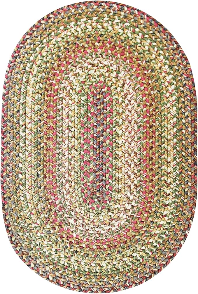 Homespice Rainforest Multicolor Oval Braided Rug 20"x30" - Machine Washable Kitchen Rugs and Braided Door Mat, Soft, Water Absorbing and Reversible - Both Indoor and Outdoor