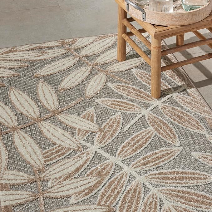Nourison Home Aloha Natural 2'8" x 4' Area Rug - Easy Clean, Non Shedding, Bed Room, Living Room, Dining Room, Kitchen (3' x 4')