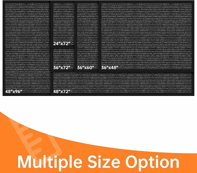 Indoor Outdoor Door Mat, 6’ x 3' Doormat for Entryway, Rubber Backing Non Slip Front Door Mat Outside Entrance, Super Absorbent Commercial Floor Mat for Home Office, Grey
