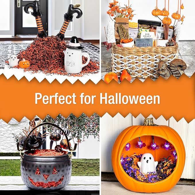 FRILLZ Crinkle Cut Paper Shred Filler for Baskets, Gifts, Packing and Protecting your Halloween, Fall Festival, Birthday and other events (1/2 pound, Halloween Mix)