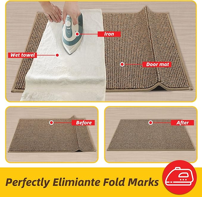 JSEI Dirt Trapper Door Mat 24"x36" Non-Slip Washable Entrance Mat, Dog Doormats, Absorbent & Fade-Resistant Floor Mats, Low Profile Welcome Mats for Entryway, Front Door, and Inside Entrance, Taupe