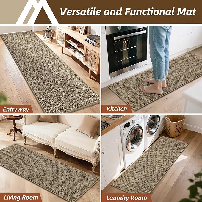 COSY HOMEER Door Mat 17" x 48" Non Slip Absorbent Entryway Rugs Dirt Trapper Doormats Washable Entrance Mats Low Pile Welcome Floor Mat for Front Back Door and Entry Mats,Taupe(Roll Packing)