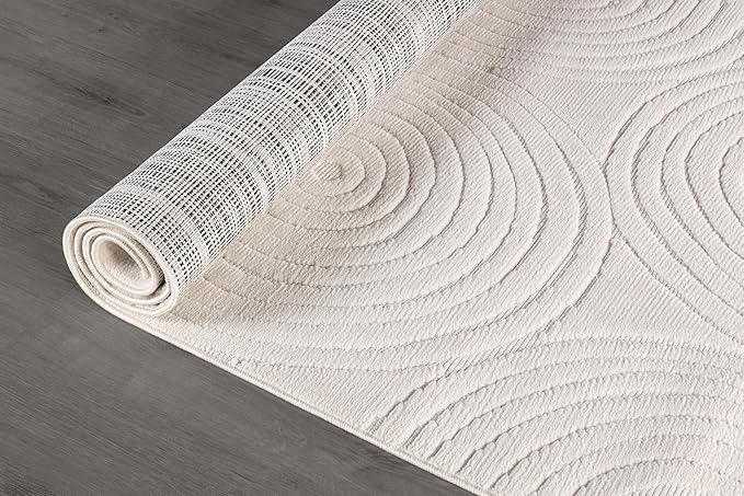 Beverly Rug Micro Loop Area Rug Light Gray 5x7 Geometric Modern Luxury Circular Durable Soft Indoor Rugs for Living Dining Room Office Stain Resistant Non Shedding Casual Indoor Carpet 5 x 7