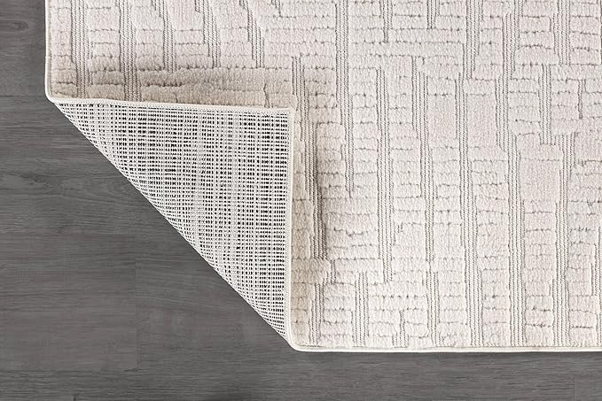 Luul Home Modern Micro Loop Indoor Area Rugs for Living Room Bedroom Kitchen Geometric Pebble White 5x7 Luxury Durable Low and High Pile Non-Shedding Stain Resistant Soft Area Carpet 5 x 7