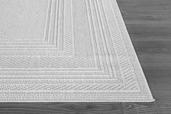 Luul Home Micro Loop Indoor Rug White 5x7 Boho Geometric Neutral Area Rugs for Living Room Soft Luxury Modern Low and High Pile Durable Stain Resistant Non-Shedding Indoor Area Carpet 5 x 7