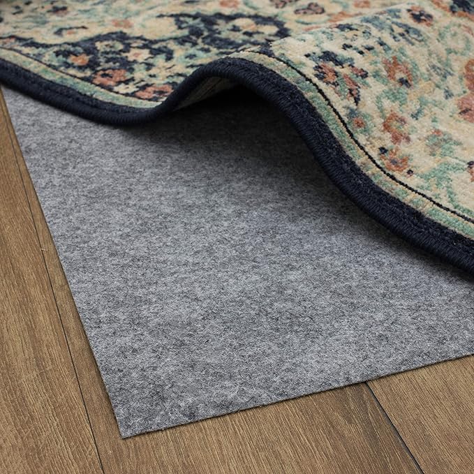 Mohawk Home 9’ x 12’ Non Slip Grip Rug Pad 1/8" Low Profile Felt Cushion + Rubber Gripper, Great for High Traffic Areas - Safe for All Floors