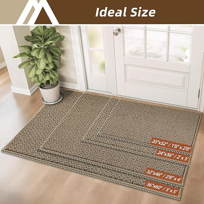 COSY HOMEER-Door-Mat 36"x60" Non Slip Absorbent Entryway Rugs Dirt Trapper Doormats Washable Entrance Mats Low Pile Welcome Floor Mat for Front Back Door and Entry Mats,Taupe