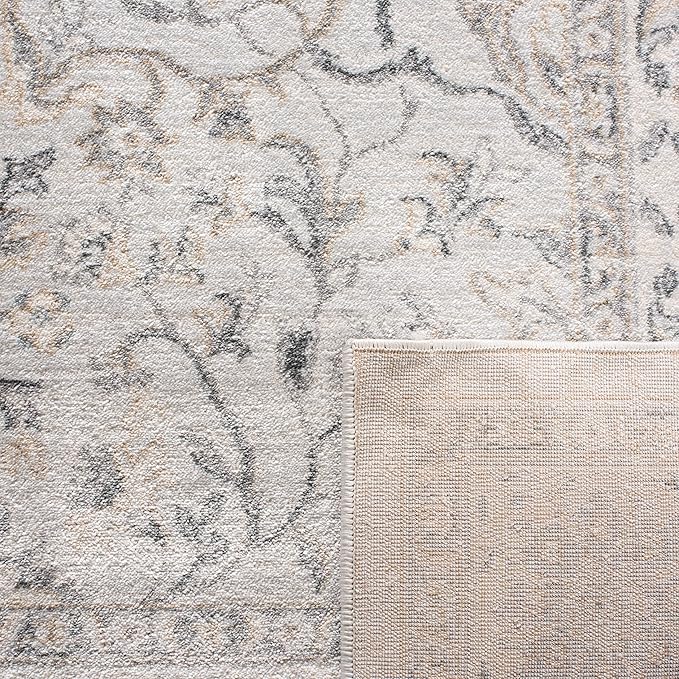 SAFAVIEH Isabella Collection Runner Rug - 2'2" x 8', Light Grey & Cream, Oriental Design, Non-Shedding & Easy Care, Ideal for High Traffic Areas in Living Room, Bedroom (ISA912F)