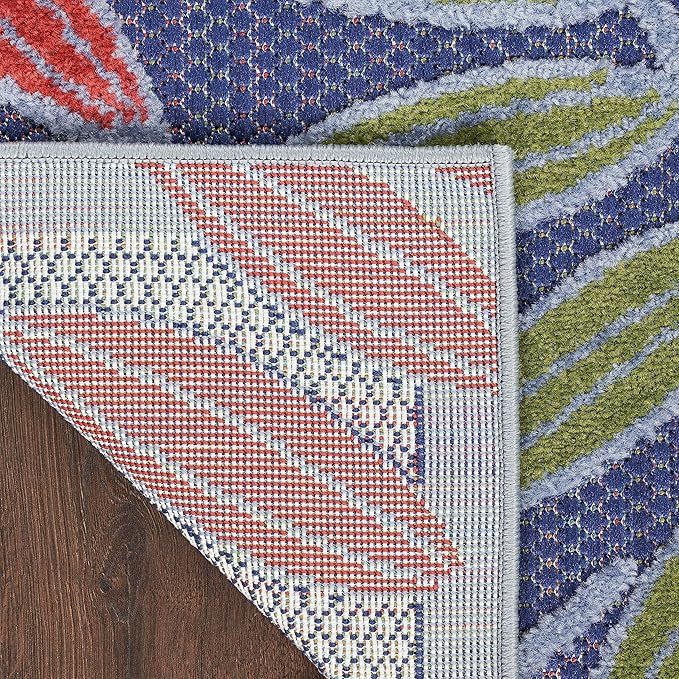 Nourison Home Aloha Navy Multicolor 2' x 6' Area Rug - Easy Clean, Non Shedding, Bed Room, Living Room, Dining Room, Kitchen (6' Runner)