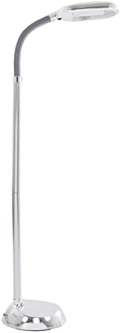 Lavish Home Floor Lamp - Full Spectrum Natural Sunlight Lamp with Bendable Neck - Reading, Craft, Studying, and Esthetician Light (Chrome)