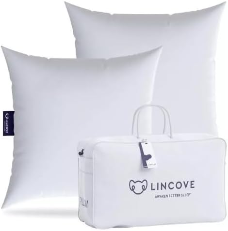 Lincove Euro Throw Pillow Insert Square 12"x24" Pillow – Made in Canada, 100% Cotton Shell, Down Alternative Filling, Vegan-Friendly, Hypoallergenic - Decorative Couch Pillows, 2 Pack