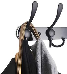 WEBI Coat Rack Wall Mount Long, 8 Tri Hooks for Hanging, 30 Inch Hook Rail, Hanger for Clothes, Jackets, Hats, Black, 2 Packs