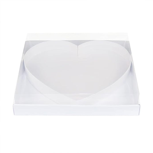 WENPACK 12.5" Cardboard Fillable Heart Shaped Mache Charcuterie Sweets Candy Decorative Box with Clear Lid (White, Heart)