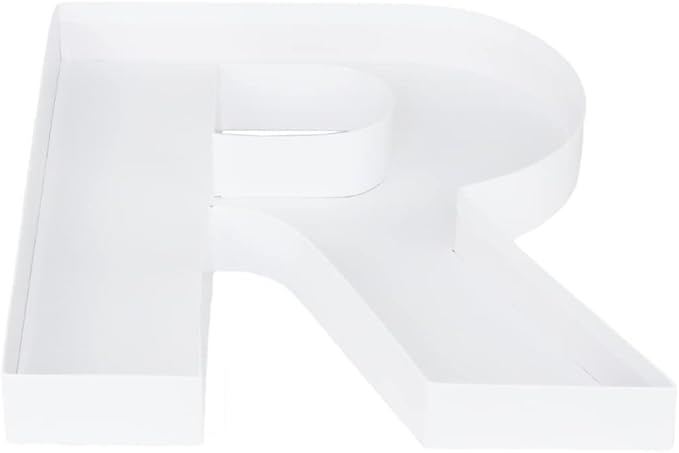 WENPACK 12.5" Cardboard Letter Shaped Mache Decorative Strawberries Fillable Sweets Candy Box with Clear Lid (White, R)