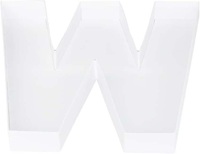 WENPACK 12.5" Cardboard Letter Shaped Charcuterie Mache Strawberries Fillable Sweet Box with Clear Lid (White, W)