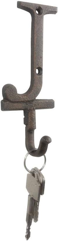 Handcrafted Nautical Decor Rustic Copper Cast Iron Letter J Alphabet Wall Hook 6"
