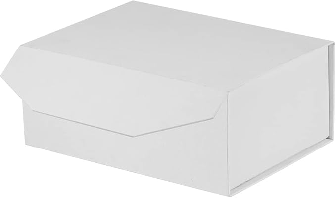 Upgrade 1PCS White Gift Box 9.5x7x4 Inches, Sturdy Gift Box with Lid for Gift Packaging, Foldable Magnetic Closure Storage Boxes, Bridesmaid Proposal Box, Rectangle Collapsible Box