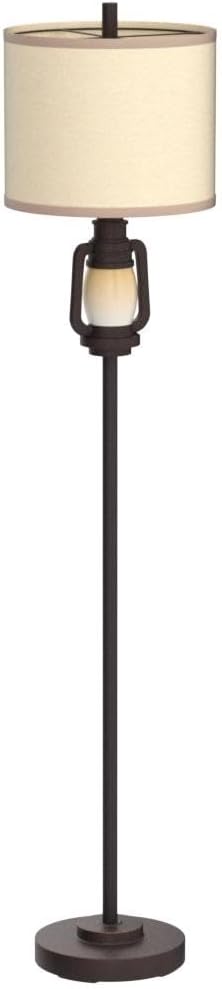 LuxSight Collection Floor Lamp for Living Room Vintage Standing Lamp with Linen Fabric Hardback Shade Industrial Tall Lamp with Night Light Decor for Living Room, Bedroom,Study, Home Office