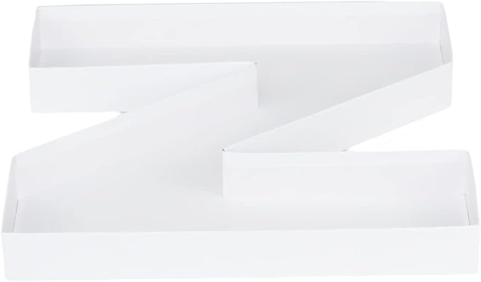 WENPACK 12.5" Cardboard Fillable Letter Shaped Mache Charcuterie Sweets Candy Decorative Box with Clear Lid (White, Z)