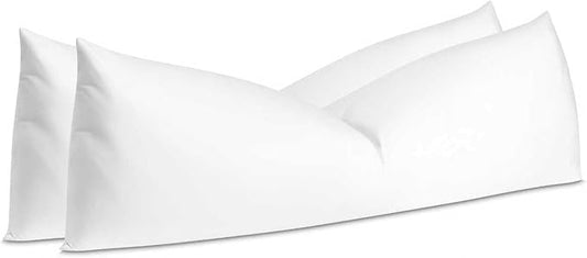COZY ONE Body Pillow Inserts 14x40 Set of 2 - Fluffy Feather and Down Filling, 100% Cotton Shell - Breathable Long Pillow Insert for Side Sleepers (14x40 inch, White, Set of 2)