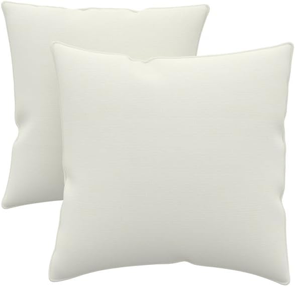 Covers & All Sunbrella Indoor/Outdoor Square Throw Pillows Inserts with Covers, Water Resistant & UV Fade Resistant Set of 2 (Canvas Natural-Self Welt, 16x16)