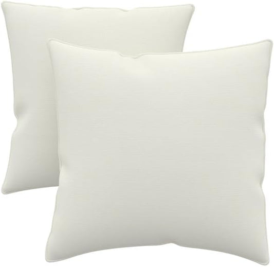 Covers & All Sunbrella Indoor/Outdoor Square Throw Pillows Inserts with Covers, Water Resistant & UV Fade Resistant Set of 2 (Canvas Natural-Self Welt, 16x16)