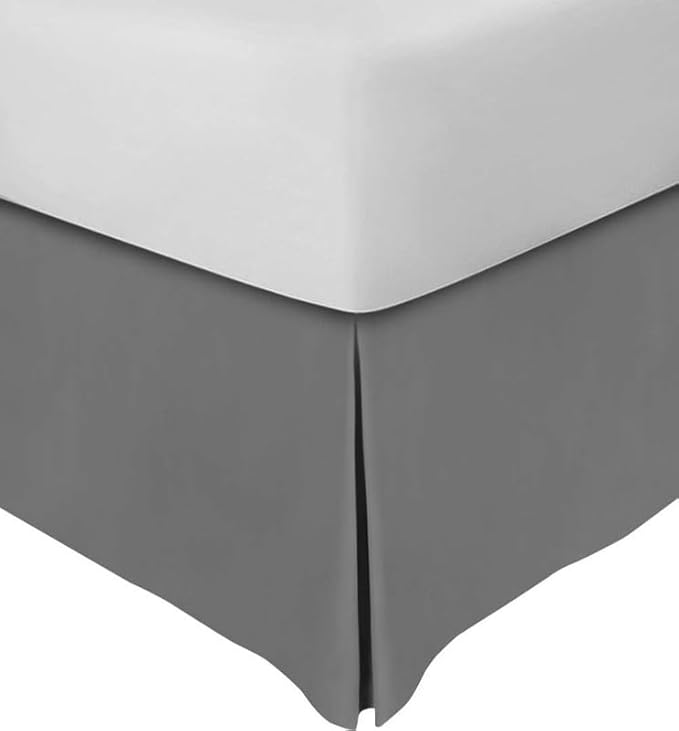 Valencia Beddings Split Corner Bed Skirt 16 Inch Drop Twin XL Size 100% Egyptian Cotton Wrinkle and Fade Resistant Twin XL Size, Dark Grey Solid