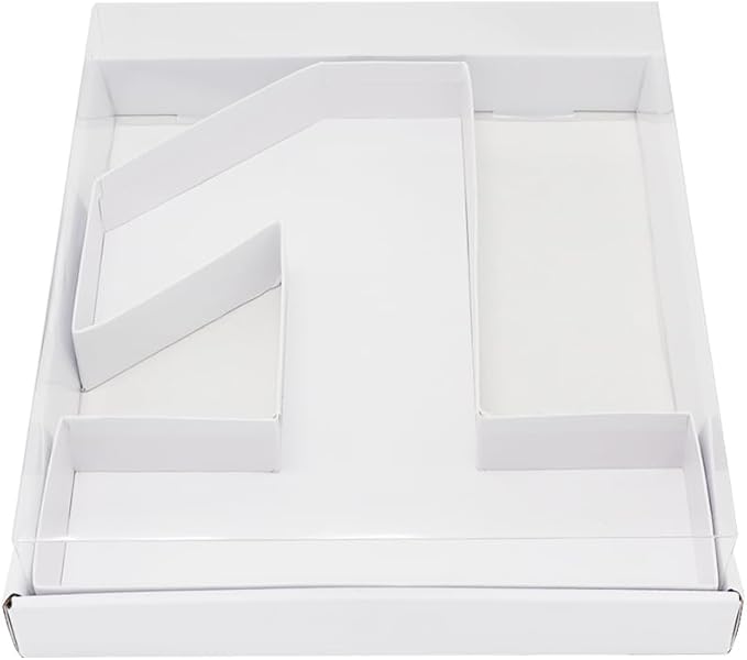 WENPACK 12.5" Cardboard Number Shaped Mache Box Strawberries Fillable Sweets Gift Box with Clear Lid (White, 1)