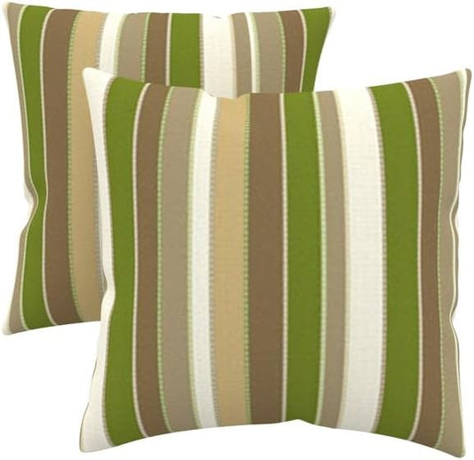 Covers & All Sunbrella Indoor/Outdoor Throw Pillows, Square Throw Pillows Inserts with Covers Set of 2 (Complement Cilantro, 16x16)