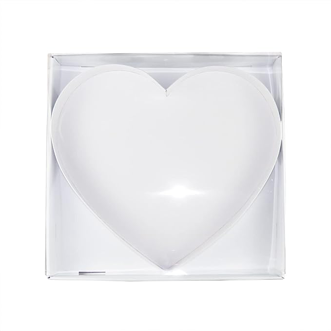 WENPACK 12.5" Cardboard Fillable Heart Shaped Mache Charcuterie Sweets Candy Decorative Box with Clear Lid (White, Heart)