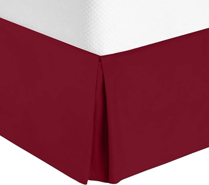 Valencia Beddings Split Corner Bed Skirt 18 Inch Drop King Size 100% Egyptian Cotton Wrinkle and Fade Resistant King Size, Burgundy Solid