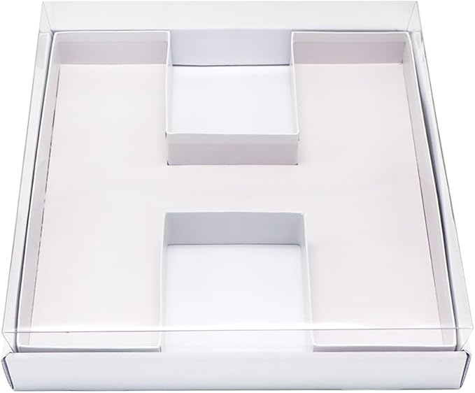 WENPACK 12.5" Cardboard Letter Shaped Mache Decorative Strawberries Fillable Sweets Flower Box with Clear Lid (White, H)