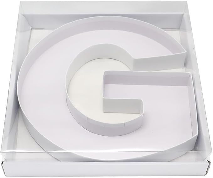 WENPACK 12.5" Cardboard Letter Shaped Mache Decorative Strawberries Fillable Sweets Candy Box with Clear Lid (White, G)