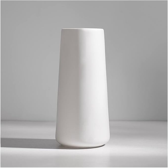Ceramic Vases - Nordic Minimalism Style Decoration, Elegant Vase for Mantel, Table, Living Room Decoration, White Modern Geometric Decorative Flowers Vases for Home Decor