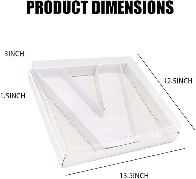 WENPACK 12.5" Cardboard Letter Shaped Mache Decorative Strawberries Fillable Sweets Candy Box with Clear Lid (White, V)