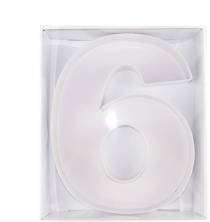 WENPACK 12.5" Cardboard Letter Shaped Mache Flower Strawberries Fillable Sweets Confectionery Packaging Box with Clear Lid (White, 6or9)