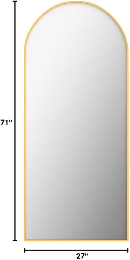 Antok Full Length Mirror, 71"x28" Arched Floor Mirror, Mirror Full Length with Stand, Wall Mounted Mirrors for Living Room Bedroom,Gold