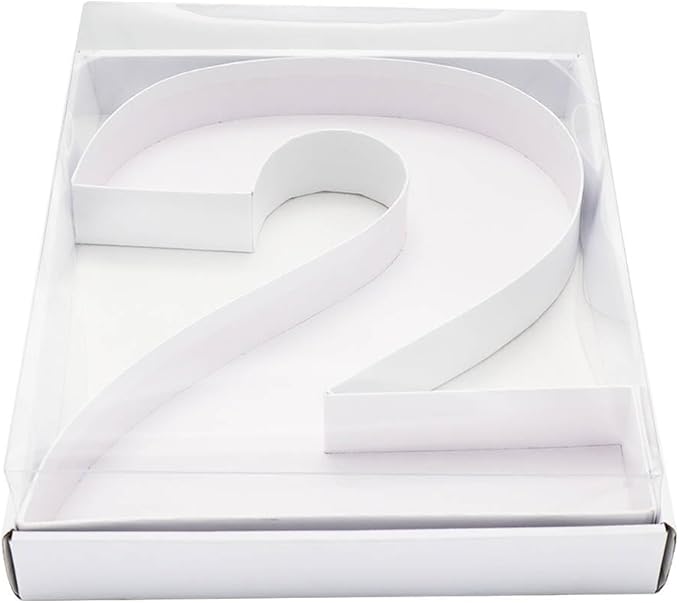 WENPACK 12.5" Cardboard Number Shaped Mache Party Decorative Strawberries Fillable Sweets Candy Box with Clear Lid (white, 2)