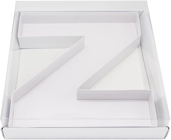 WENPACK 12.5" Cardboard Fillable Letter Shaped Mache Charcuterie Sweets Candy Decorative Box with Clear Lid (White, Z)
