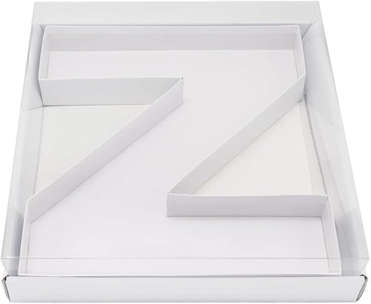 WENPACK 12.5" Cardboard Fillable Letter Shaped Mache Charcuterie Sweets Candy Decorative Box with Clear Lid (White, Z)