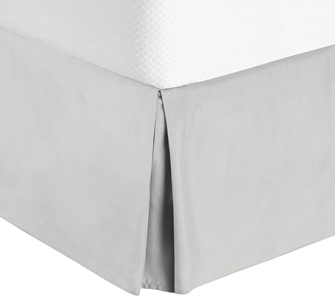 Valencia Beddings Split Corner Bed Skirt 18 Inch Drop Cal King Size 100% Egyptian Cotton Wrinkle and Fade Resistant Cal King Size, Silver Grey Solid