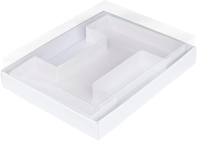 WENPACK 12.5" Cardboard Letter Shaped Mache Charcuterie Tray Strawberries Fillable Grazing Box with Clear Lid (White, I)