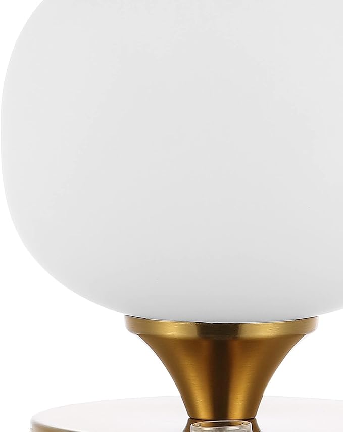 JONATHAN Y JYL7112C Owen 6.13" Modern Minimalist Iron Rechargeable Integrated LED Table Lamp Contemporary Bedside Desk Nightstand Lamp for Bedroom Living Room Office, Brass Gold/White